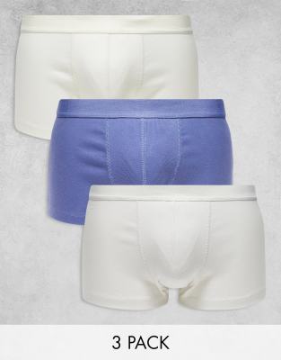 ASOS DESIGN 3 pack trunks in navy/grey/off white - ASOS Price Checker