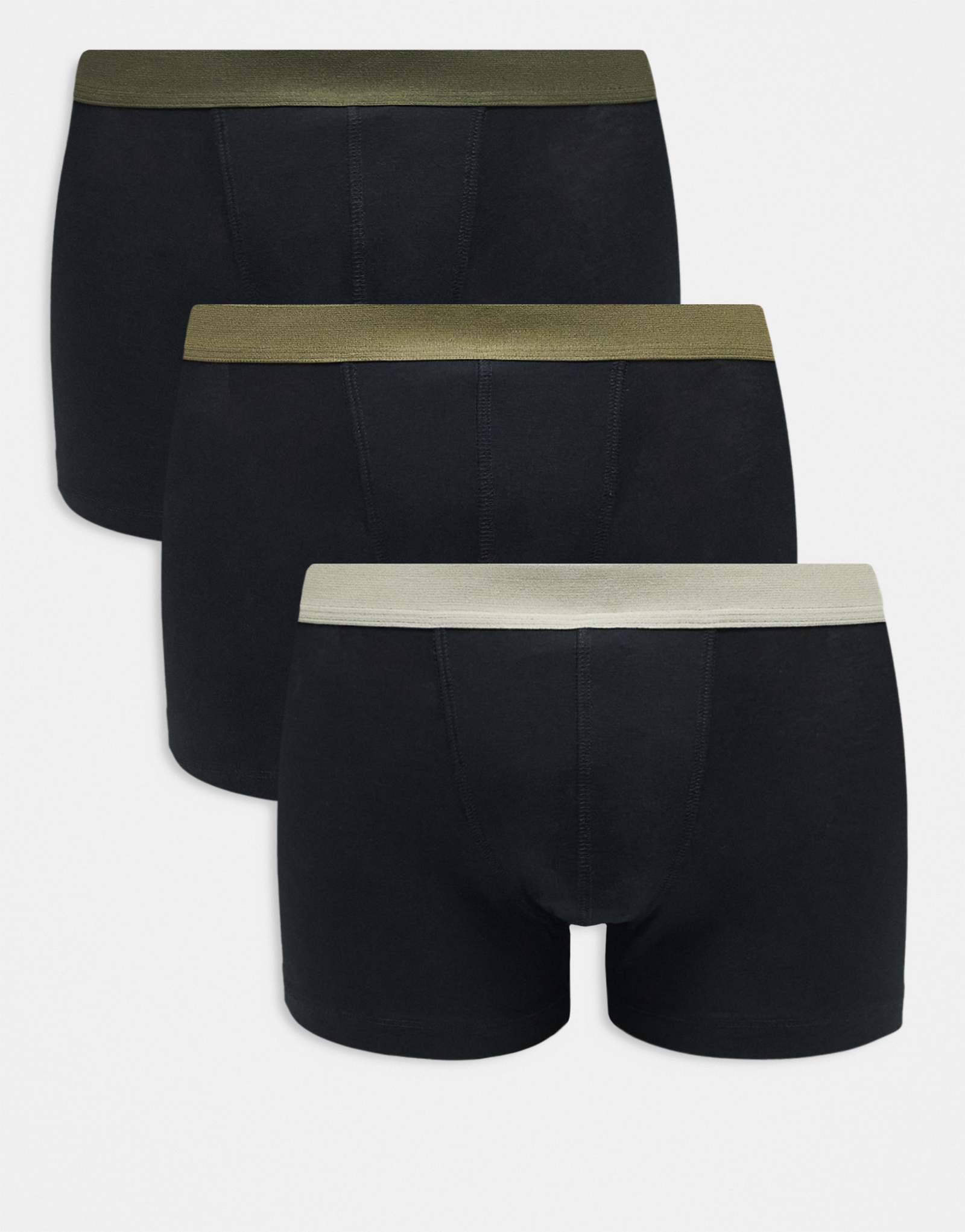 ДИЗАЙНЕРСКИЕ плавки ASOS DESIGN из 3-х упаковок с поясом цвета хаки черного цвета