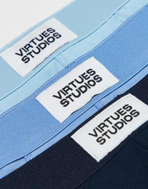 ASOS DESIGN 3 pack trunks with patch in blue, 3 of 3