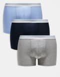 [ASOS DESIGN] ASOS DESIGN 3 pack trunks with stripe waistband in multi XS MULTI