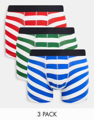 ASOS DESIGN 3 pack trunks with stripes - ASOS Price Checker