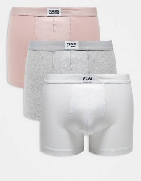 ASOS DESIGN 3 pack trunks with woven patch in blue - view 1