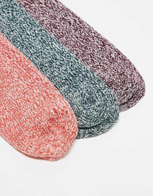 ASOS DESIGN 3 pack twisted yarn stripe socks in multiple colors
