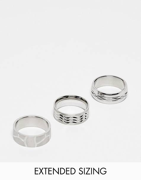 Mens Jewellery Rings Metallic for Men Icon Brand Reset Contrast Signet Ring in Silver 