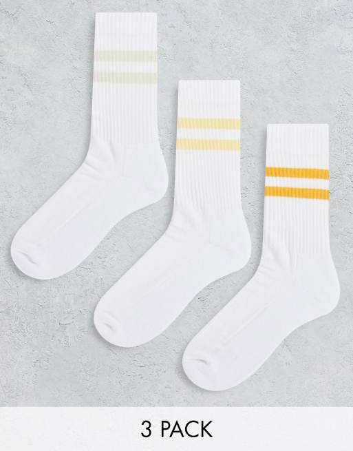 Contrast-stripe athletic socks 3-pack