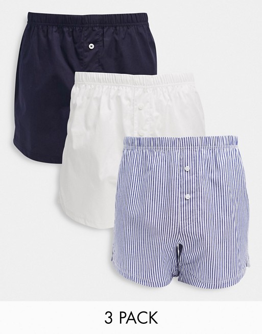 ASOS DESIGN 3 pack woven boxers