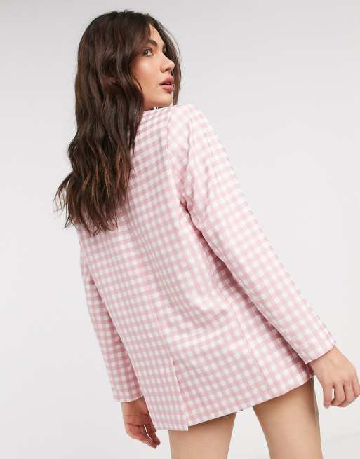ASOS DESIGN 3 piece suit blazer in pink gingham, 2 of 4