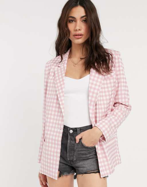 ASOS DESIGN 3 piece suit blazer in pink gingham