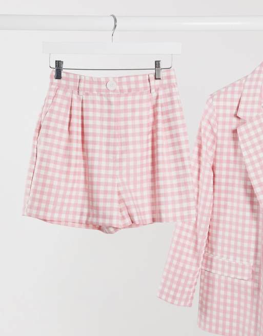 ASOS DESIGN 3 piece suit shorts in pink gingham, 2 of 4