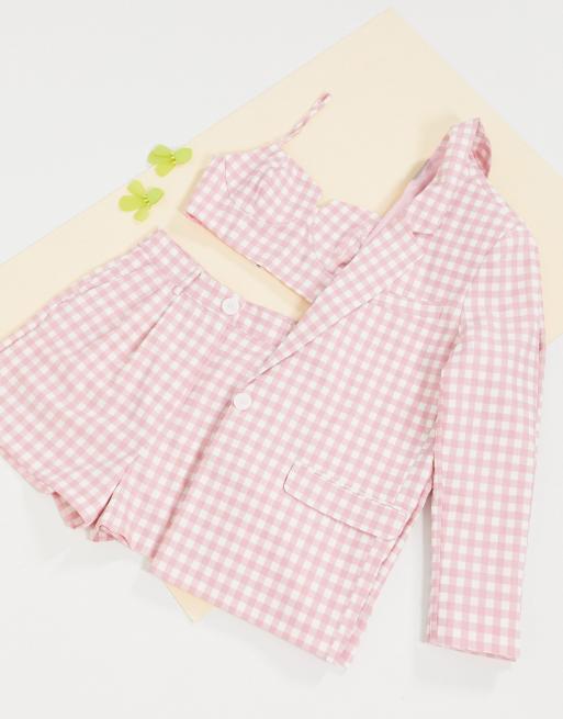ASOS DESIGN – 3-teiliger, karierter Anzug-Blazer in Rosa, 4 von 4
