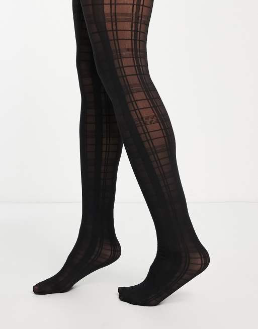 ASOS DESIGN 30 denier check tights in black