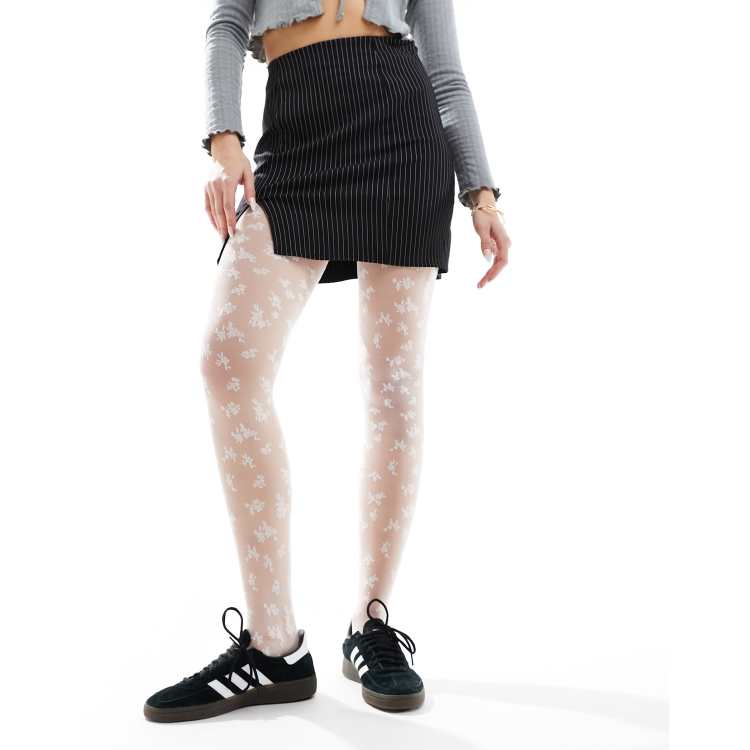 Floral Contrast Patterned Tights