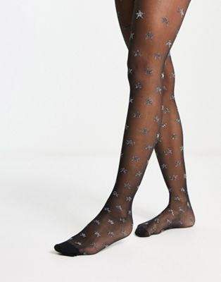ASOS DESIGN mesh glitter ankle socks in black