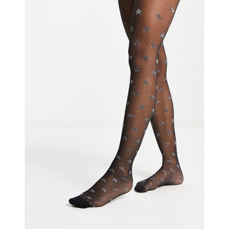 ASOS DESIGN diamond pattern tights in black