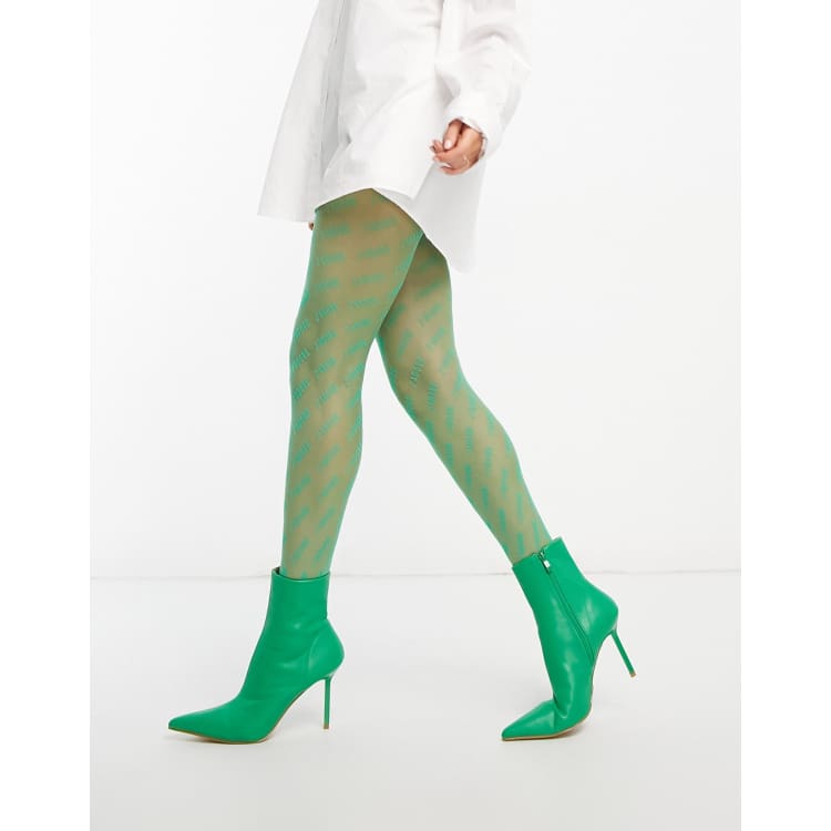 ASOS DESIGN 30 denier j'adore tights in green