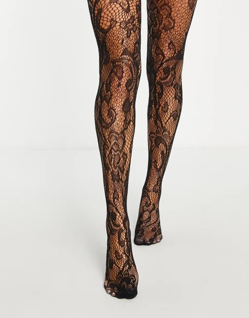 Floral lace tights in black - Wardrobe NYC