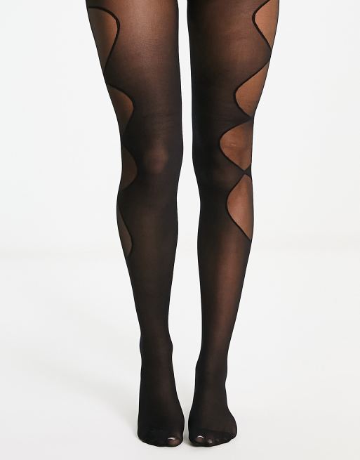 ASOS DESIGN mock over the knee tights with bum and tum support in black