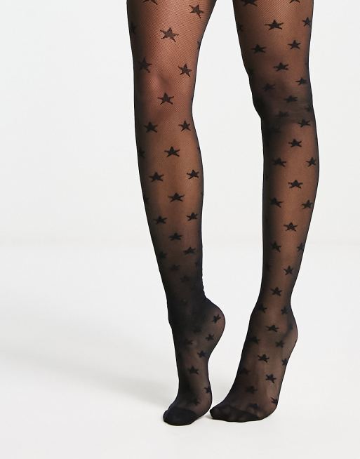 ASOS DESIGN 30 denier mini star tights in black