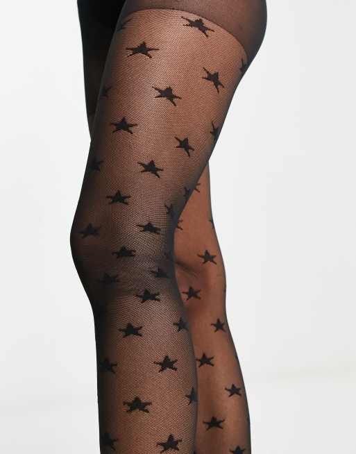 ASOS DESIGN 30 denier mini star tights in black