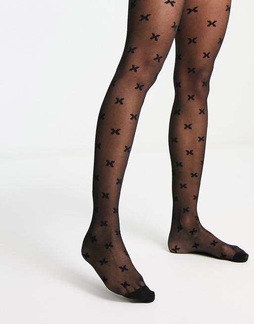 ASOS DESIGN 30 denier X printed tights in black