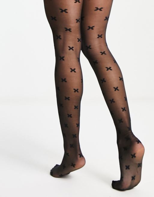 ASOS DESIGN 30 denier X printed tights in black