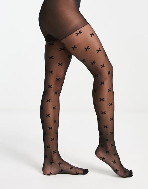 ASOS DESIGN 30 denier X printed tights in black