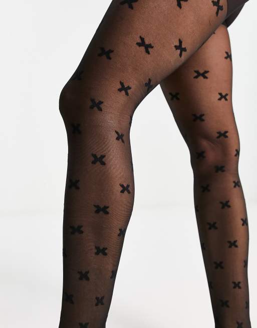 ASOS DESIGN mock over the knee tights with bum and tum support in black