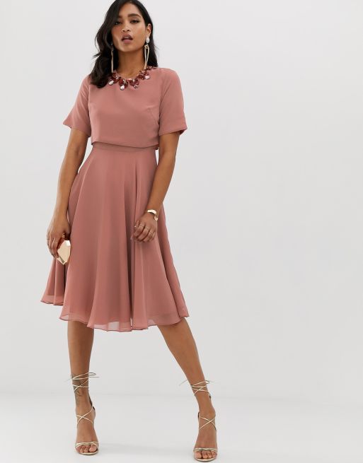 Crop top 2025 midi dress