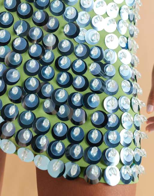 ASOS DESIGN 3D embellished mini skirt in green