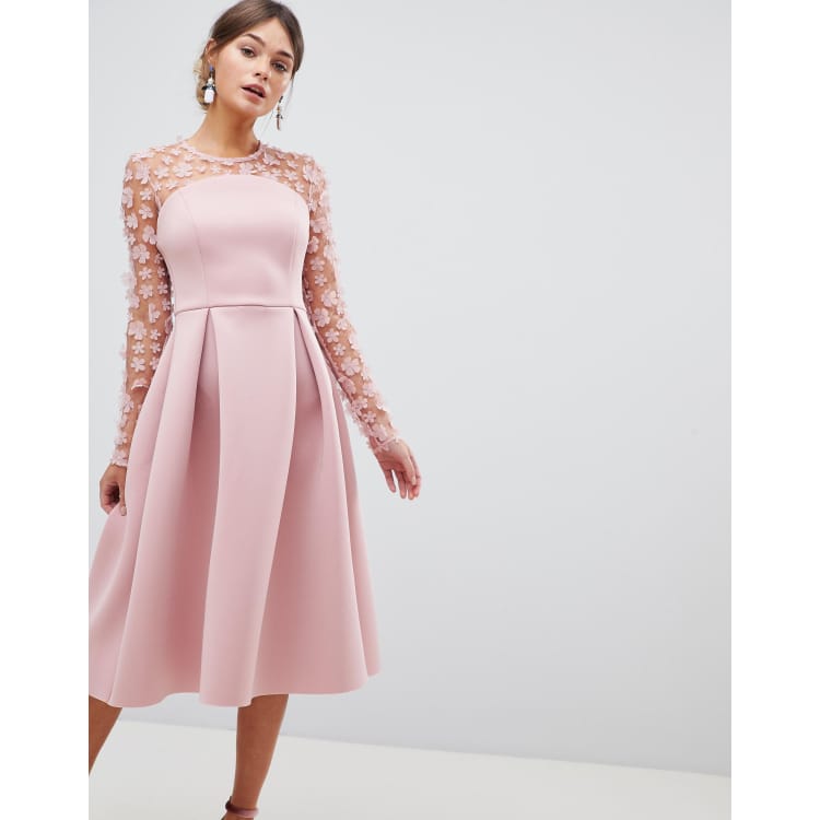 asos design 3d floral lace bandeau scuba prom midi dress Sky Blue Corset Cutout Long Formal Dress with Slit, Sky Blue / Custom Size