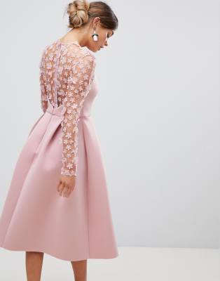 pink formal midi dress