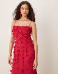 [ASOS DESIGN] ASOS DESIGN 3D flower cami strap maxi dress in pink 16 PINK