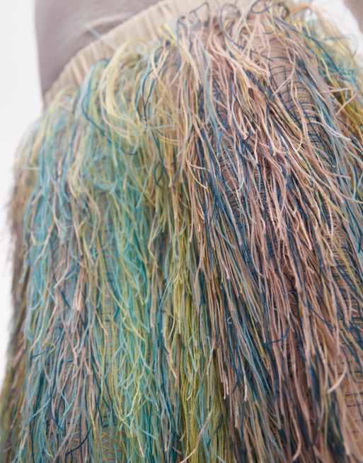 ASOS DESIGN 3D fringe circle maxi skirt in multicolor