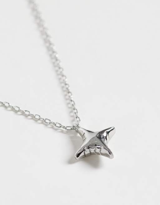 ASOS DESIGN 3D star pendant necklace in silver, 4 of 4