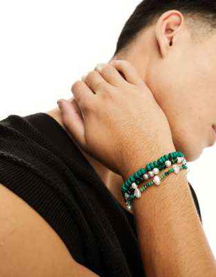 ASOS DESIGN – 3er-Pack Armbänder aus Perlen und Kügelchen