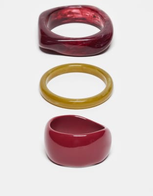ASOS DESIGN - 3er-Pack Armreife in verschiedenen Formen aus buntem Kunstharz