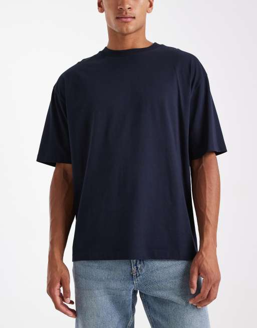 ASOS DESIGN – 3er-Pack Basic-T-Shirts mit Oversize-Schnitt in Cremeweiß, Steinbeige und Marineblau , 2 von 5