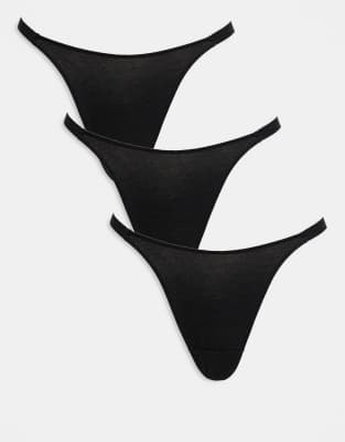 ASOS DESIGN - 3er-Pack Baumwoll-Tangas in Schwarz