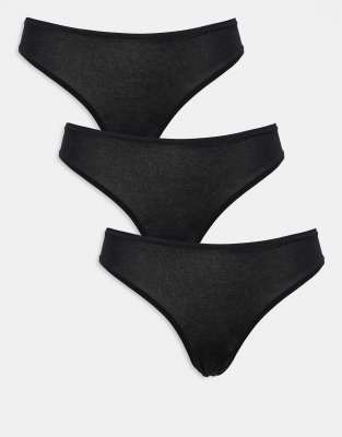 ASOS DESIGN - 3er-Pack Brazilian-Cut-Slips aus Baumwolle in Schwarz