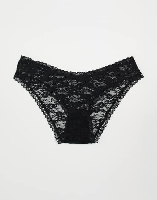ASOS DESIGN – 3er-Pack Brazilian-Cut-Slips aus Spitze in Schwarz, 2 von 3