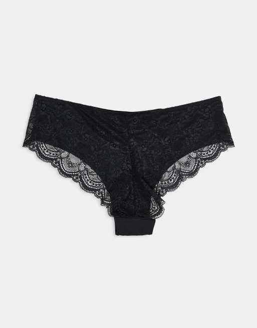 ASOS DESIGN 3er-Pack Brazilian-Slip mit Spitzenbesatz in Schwarz, 2 von 3