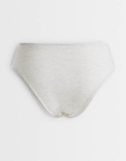 ASOS DESIGN – 3er-Pack gerippte Slips in Blau, Rosa und Cremeweiß mit hohem Bund, 3 von 3