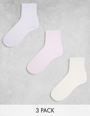 ASOS DESIGN - 3er-Pack Knöchelsocken in verschiedenen Farben meliert-Bunt