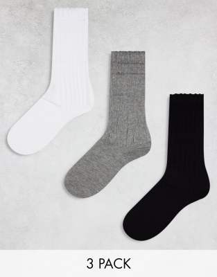 ASOS DESIGN - 3er-Pack lässige, knöchellange Crew-Socken in mehreren Farben-Bunt