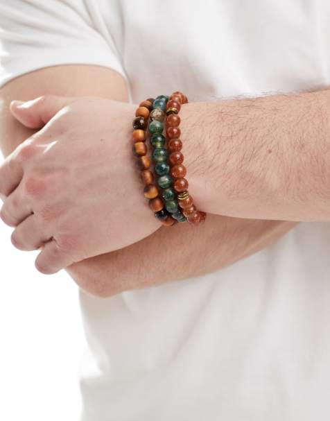 ASOS DESIGN – 3er-Pack Perlenarmbänder in Erdtönen - view 1