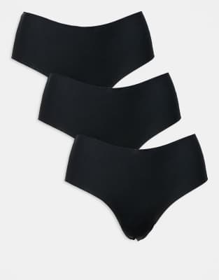 ASOS DESIGN - 3er-Pack sich nicht abzeichnende hüfthohe Slips in Schwarz