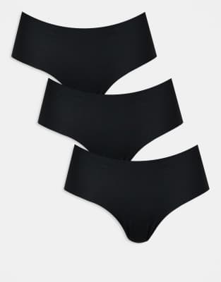 ASOS DESIGN - 3er-Pack sich nicht abzeichnende hüfthohe Slips in Schwarz