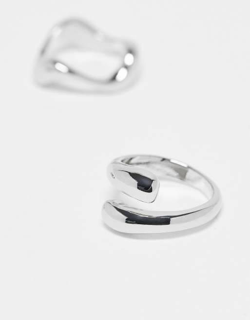 ASOS DESIGN – 3er-Pack silberfarbene Ringe mit verschiedenen minimalistischen Designs, 4 von 4