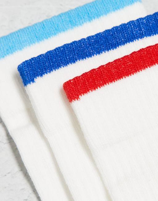 ASOS DESIGN – 3er-Pack Socken in Ecru mit kontrastierendem Bund, 3 von 4