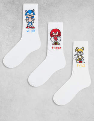 Er-Pack Socken in Weiß mit Sonic-Grafik Weiß 43-48